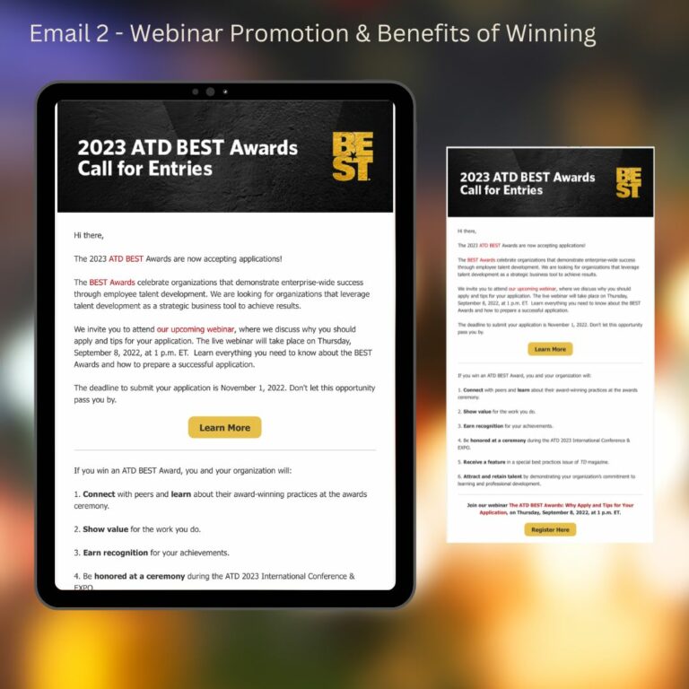 2023 ATD Best Award series — email 2, reminder