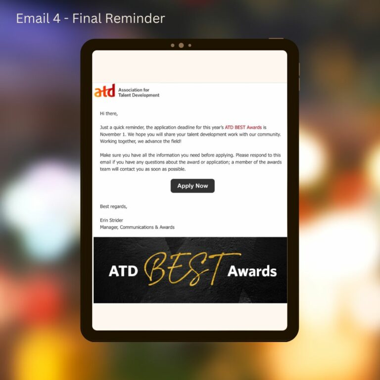 2023 ATD Best Award series — email 4, last chance
